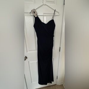 Elegant navy blue evening gown